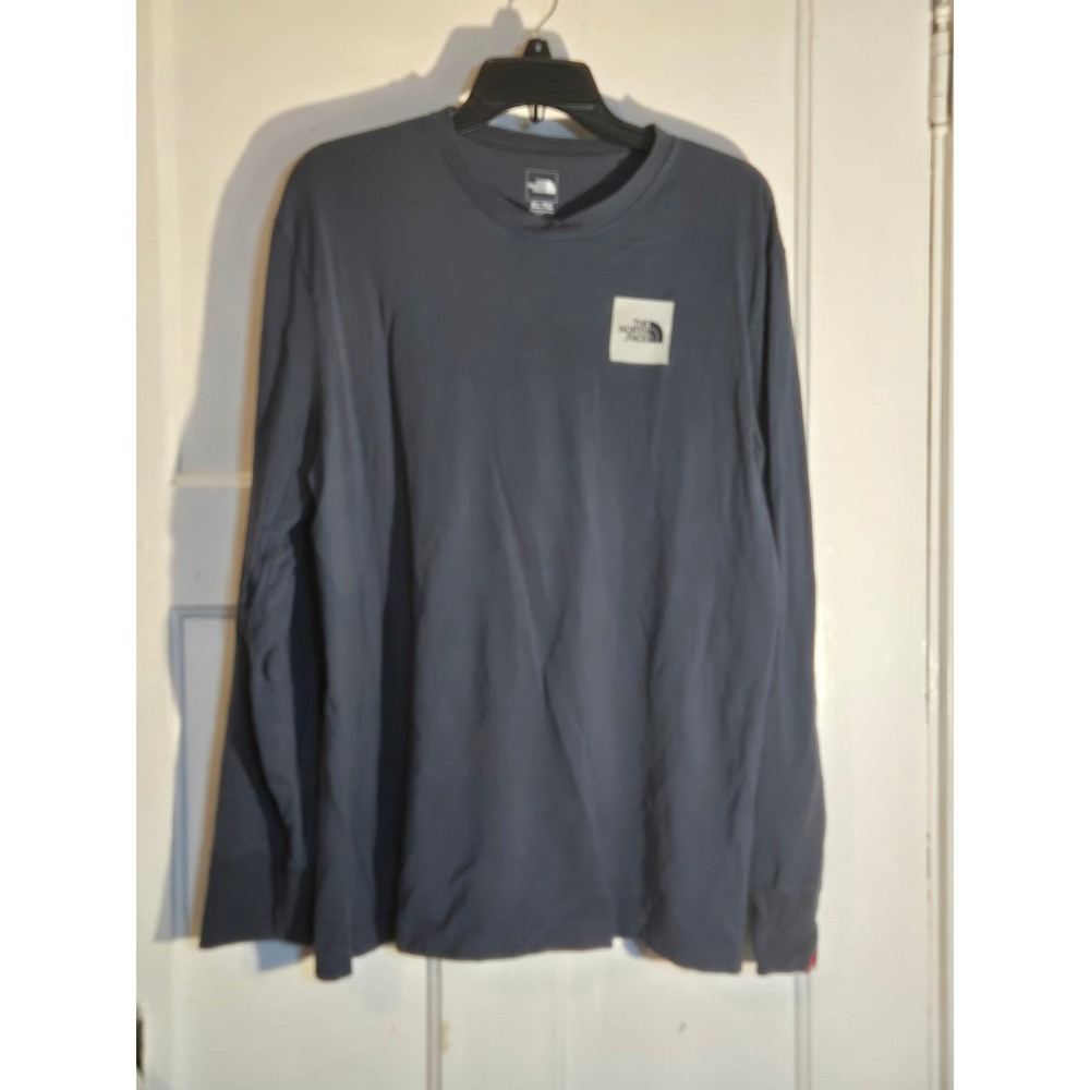 The North Face Men Gray Long Sleeve  Box Logo Graphic T XL Never Stop Exploring